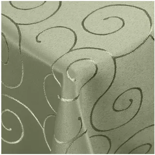 DecoHomeTextil Heimtextilmanufaktur Tischdecke Kringel Circle Tafeldecke Ornamente Damast Tischdecke grün Eckig 130 x 130 cm