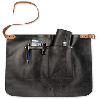 Black Forest Fox TIP HUNTER SOFT Lederschürze – Halbschürze für Küche, Bar & Zapfanlage | Zapfschürze mit Taschen für Männer & Frauen (One-Black, Cracker-Leder) - Einheitsgröße