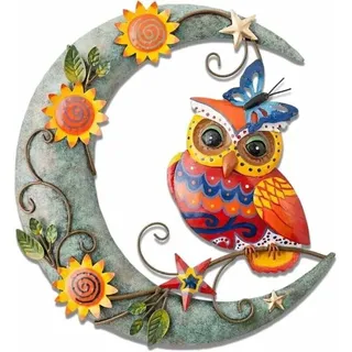 Metall-wanddekoration, Tier-mond Und Eule/drache, Wandkunst Aus Eisen, 3d-metall-tier-wanddekoration, Wandlogo, Hängende Metall-wanddekoration (29,29 Cm)