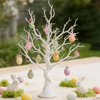 NUPTIO Deko Baum Osterbaum Weihnachtsbaum: 75cm Weiß Halloween Dekobaum für Innen Ostern Partei Tisch - künstlicher Tree Abziehbarer Äste und Zweige für Wohnzimmer Hochzeit