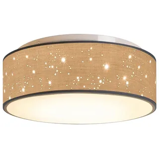 Zedelmaier Lampenschirm Deckenleuchte Deckenlampe Stoff mit Sterne Kinderzimmerlampe, ohne Leuchtmittel, für Kinderzimmer Schlafzimmer Wohnzimmer Flur braun Ø 30 cm