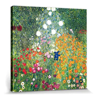 1art1 Gustav Klimt Poster Blumengarten, 1906-08 Bilder Leinwand-Bild Auf Keilrahmen | XXL-Wandbild Poster Kunstdruck Als Leinwandbild 70x70 cm