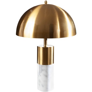 Elegante Tischlampe BURLESQUE 52cm neigbarer Schirm in gold mit Marmorfuß in weiß E27 40W Tischleuchte Wohnzimmerlampe