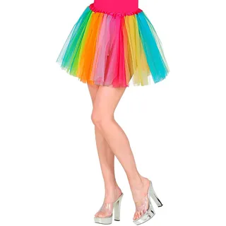 W WIDMANN MILANO Party Fashion - Tüllrock Damen Regenbogen | Buntes Tutu Erwachsene, 40 cm, für Karneval, Tanzauftritte und Mottopartys
