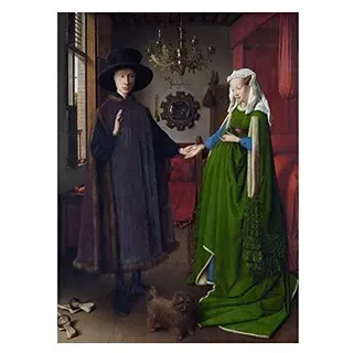 Berühmte Malerei Van Eyck Arnolfini Hochzeit Porträt Leinwand Malerei Poster Drucken Klassische Wandkunst Bild, Für Wohnzimmer Dekor Kein Rahmen (Size : (23.6x31.5inch) 60x80cm unframed)