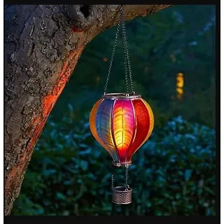 Garden Mile Solar Heißluftballon Laterne 44cm Groß - Fiesta Hängende Solarleuchten Außen Garten mit Flackernder Flammeneffekt LED - Wasserdichte Solarlaterne für Außen Terrasse, Balkon & Garten Dekor