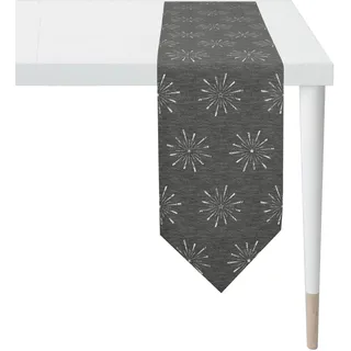 Tischband APELT "6302 CHRISTMAS GLAM, Weihnachtsdeko, Weihnachten", silber (anthrazit, silberfarben), B:21cm L:175cm, Polyacryl, Polyester, Viskose, Tischdecken, Lurex-Jacquardgewebe