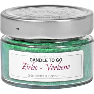 Candle Factory Candle TO GO Duftkerzen aus pflanzlichem Stearin im modernen Schraubdeckelglas, ca. 20h Brennzeit, Duft: Zirbe - Verbene