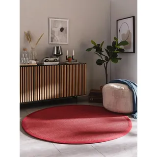 benuta Sisalteppich Sana, rund, Höhe: 5 mm, 100% Sisal Naturfaser, Teppich Wohnzimmer, Esszimmer, Schlafzimmer rot rund | Ø 250 cm x 5 mm