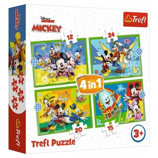 Trefl 4 in 1 Puzzle 12,15, 20, 24 Teile Mickey Mouse und Freunde