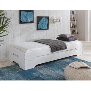 Empinio24 Stapelbett Sylt, 2er Set, 90x200, Gästebett, mit TFK Matratzen weiß