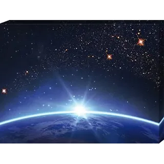 1art1 Der Weltraum Poster Sternenhimmel Über Dem Erdhorizont Bilder Leinwand-Bild Auf Keilrahmen | XXL-Wandbild Poster Kunstdruck Als Leinwandbild 80x60 cm