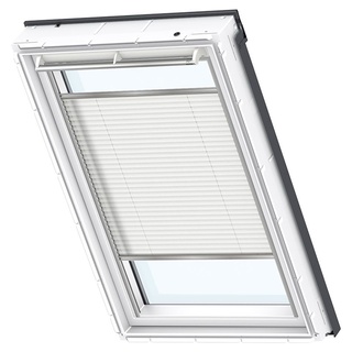 VELUX Flachdachfenster Plissee FMG Elektro Uni Weiß 1016S Faltstore, 80x80 cm (080080), CFP,Elektro,VELUX,weiße Schiene