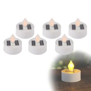 Solarleuchte Garten 2x 3er Set Teelicht Solarlampe Außen Feuer Effekt Solar