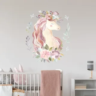 WANDKIND Magisches EINHORN Wandtattoo V251 | handgezeichnet | AUFKLEBER Kindergarten | Wandsticker Kinderzimmer Unicorn (60 x 70 cm)