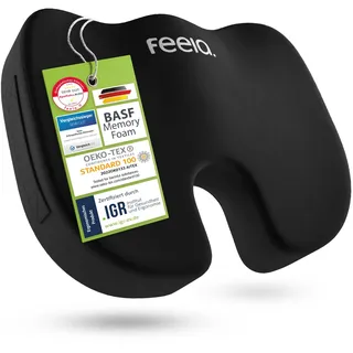 feela.® Orthopädisches Sitzkissen [3 Härtegrade] - Ergonomisches Sitzkissen für Bürostuhl & Co - Wirkt Schmerzreduzierend, Erhöht Sitzkomfort, Fördert Durchblutung und Entlastet das Steißbein (Hart)