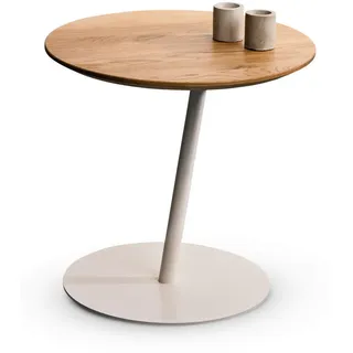 M2 Kollektion Xora Beistelltisch, Wildeiche, Holz, Metall, Wildeiche, massiv, rund, 50x49x50 cm, einfacher Aufbau, Wohnzimmer, Wohnzimmertische, Beistelltische, Beistelltische Metall