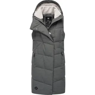 Ragwear Damen, lange wasserdichte Winter Steppweste mit Kapuze Pavla Vest Grey Gr. M - M
