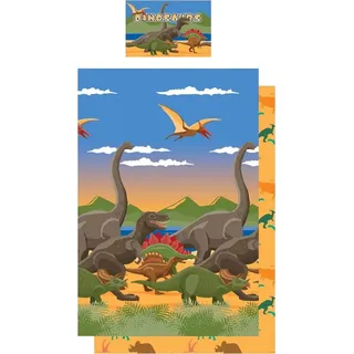 Floso - "Dino Herd" Bettwäsche, wendbar TC278 (Doppelbett) (Bunt) - Bunt