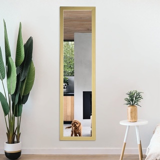 Beauty4U Wandspiegel in voller Länge 120 x 30 cm, Körper Hängespiegel zum Anziehen, Wandspiegel mit PS Rahmen-Golden