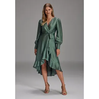 SWING Cocktailkleid - Vokuhila-Kleid mit blusigen Ärmeln Taillierter Schnitt mit ausgestelltem Rockteil grün 34
