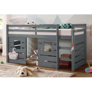 OTTO home Hochbett Alpi aus Kiefernholz, inklusive Leiter und Panel, Außenmaßenbreite 103 cm grau