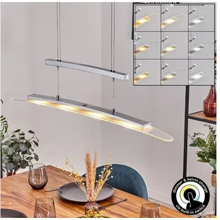 hofstein Pendelleuchte dimmbare Hängelampe aus Metall/Glas in Chromfarben/Klar, LED wechselbar, 3000-6000 Kelvin, moderne Hängeleuchte mit Touchdimmer, Kelvin Change, Höhe max. 154 cm