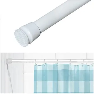 tinycurtains Klemmstange Teleskopstange 55-90 cm Türvorhangstange Duschvorhangstange Badstange, Ø 0.22 mm, 1-läufig, ausziehbar, klemmbar, geklemmt, Metall, Stange für Türvorhang ohne Bohren stufenlos verstellbar rostfrei weiß