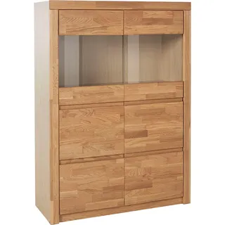 HOME AFFAIRE Vitrine Silkeborg Eiche teilmassiv H. 125cm Regal Highboard
