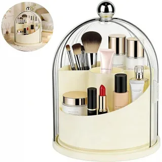 PolkaHome® Make-up Pinselhalter mit Deckel, 360° Drehbarer Kosmetik-Organizer, Transparent, Staubdicht, Spinning Kosmetik-Aufbewahrung