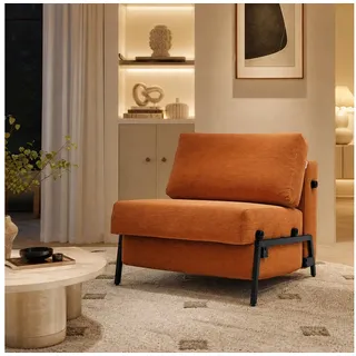 Woltu Schlafsofa, Schlafsessel mit abnehmbarem Kissen und klappbaren Beinen orange