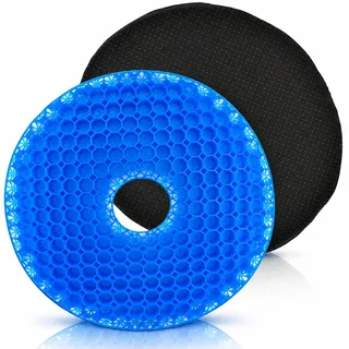 Gelkissen mit kühlender Gel-Schicht, Donut-Kissen für Steißbeinschmerzen, Autokissen, Sitzkissen rutschfest, orthopädisch, Gesäßkissen für Hämorrhoiden, atmungsaktives orthopädisches Sitzkissen