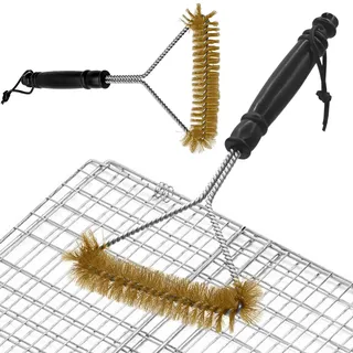 Alovez 2 Stück Grillbürste Messing, 30.5 cm Grillbürste Messing Grillbürste für Gussrost, Bürste Ofenbürste für Grillrost Gasgrill Holzkohlegrill Gusseisengrill