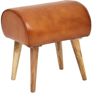 FineBuy Sitzhocker Echtleder 45 x 53 x 40 cm Braun