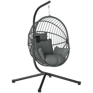 Outsunny Hängesessel oval Grau 1-Sitzer mit Gestell 