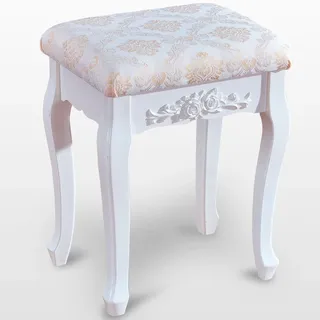 WOLTU Schminkhocker Sitzhocker Schminktischhocker Polsterhocker MDF Polster Weiß