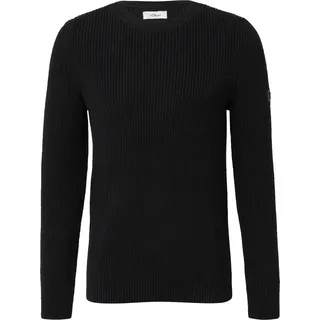 s.Oliver Strukturierter Baumwoll-Pullover Schwarz 3XL
