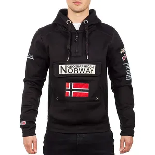 Geographical Norway Kapuzenpullover Herren Regular Fit Hoodie bagymclass men mit Norwegen Fahne als Emblem schwarz M