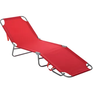 Outsunny Sonnenliege Klappbar Gartenliege bis 120 kg Belastbar Rot