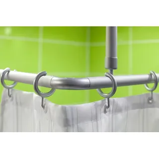3er ALU WINKELSTANGE BARRIEREFREI Chrom MATT - Bequemes durchschieben des Vorhangs ohne Hindernis - DUSCHVORHANGSTANGE FÜR DUSCHVORHANG! Corner Shower Rod!