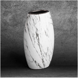 Eurofirany Dekovase SANA Keramikvase mit Marmormuster, Blumenvase mit Marmormuster Größe 13x9x25 cm oder cm 18x9x20 silberfarben|weiß 25 cm