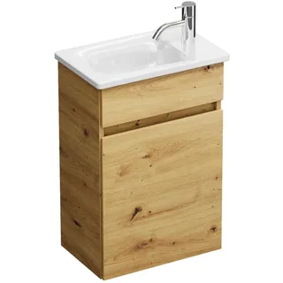 burgbad Lin20 Waschtischunterschrank mit Keramik-Waschtisch 43 cm, 1 Tür, links, Badmöbel,