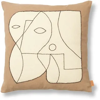 Ferm Living - Figure Kissen, 50 x 50 cm, dark taupe / off-white