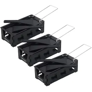shop'n smile ideoon Raclette Faltbar Raclette-Teelicht Set Raclette mit Teelichtern Schaber, 1 Raclettepfännchen, klappbarer Griff, abnehmbare Käsepfanne, faltbar schwarz
