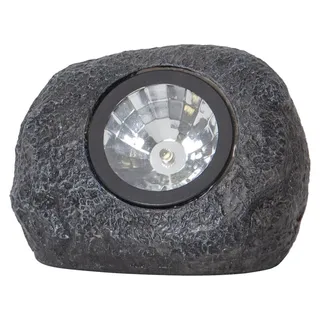 Solar-Stein ,Rocky', Dämmerungssensor, Polystone, anthrazit, B 11cm, H 8cm