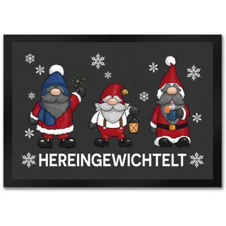 speecheese Hereingewichtelt Weihnachtswichtel Fußmatte in 35x50 cm in grau als schöne Begrüßung für den Türeingang zu Weihnachten und der Winterzeit