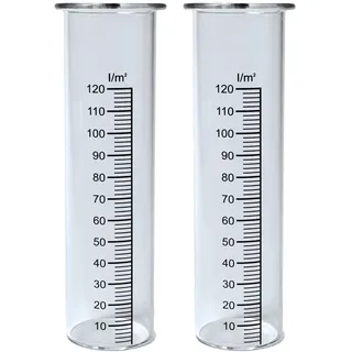 naninoa Regenmesser aus Glas mit Skala, 2 Stück, 15cm hoch. Niederschlagsmesser für Gartenstecker