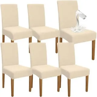 Stuhlhussen wasserdicht elastisch abnehmbar Esszimmer 6er Set Beige
