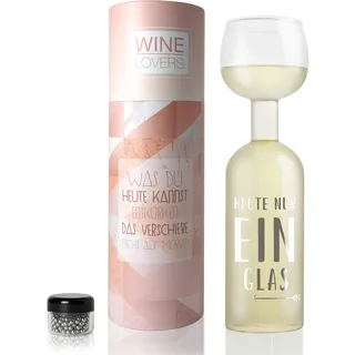 ILP GMBH I LOVE PRODUCTS Wine Lovers Weinflasche Glas Heute nur ein Glas - Weinglas Flasche XXL mit Spruch - Weinglas lustig als perfekte Geschenkidee - inkl. Reinigungsperlen