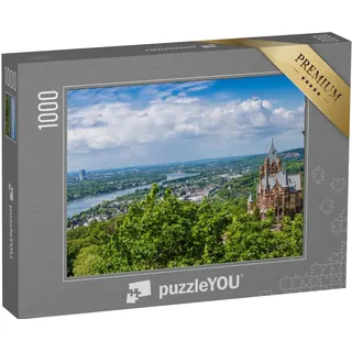 puzzleYOU: Puzzle 1000 Teile „Schöne Landschaft mit Einer Alten Burg im Siebengebirge bei Bonn im Frühling“ – aus der Puzzle-Kollektion Schlösser